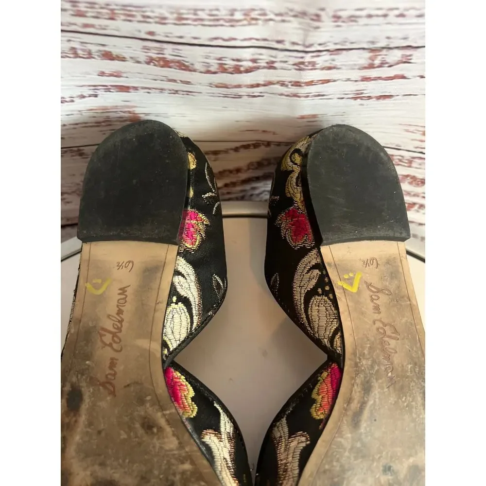 Sam Edelman Rodney D'Orsay Flats Black Brocade Size 6 1/2